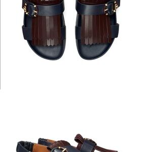 Navy and Brown Fringe Sandals